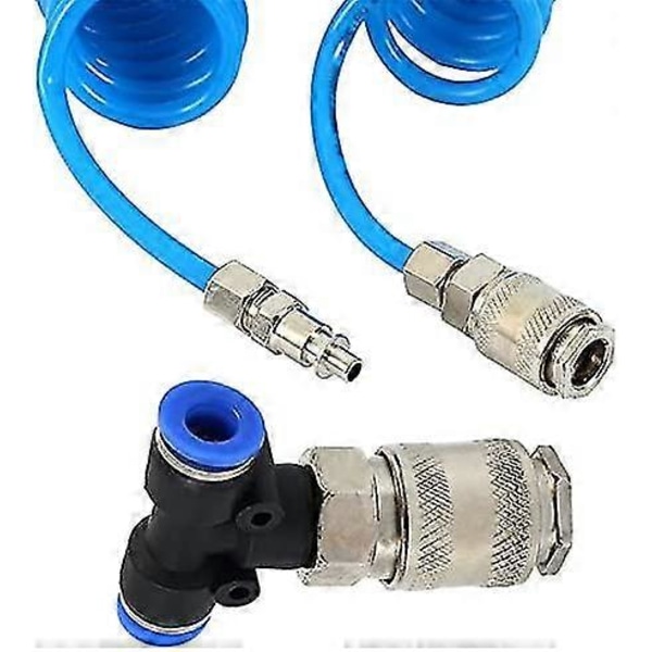 Tryckluftpistol Kit Luftblåsare Rengöringsmunstycke Blåssprutverktyg Kit Med 5 Meter Lång Spiral Pu Luftslang, 46mm