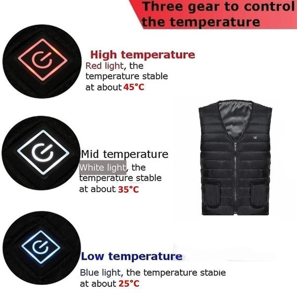 Uppvärmd väst Vinterväst Thermal Gilet Warming Uppvärmd Jacke För Kvinnor Män