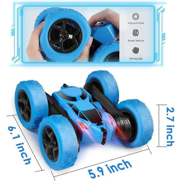 Fjärrstyrd Bil 4WD RC Stuntbil 2.4GHz 360 Dubbelsidig Vändning med LED-Strålkastare Terräng Racing RC Bil Perfekt Födelsedagsleksak för Barn