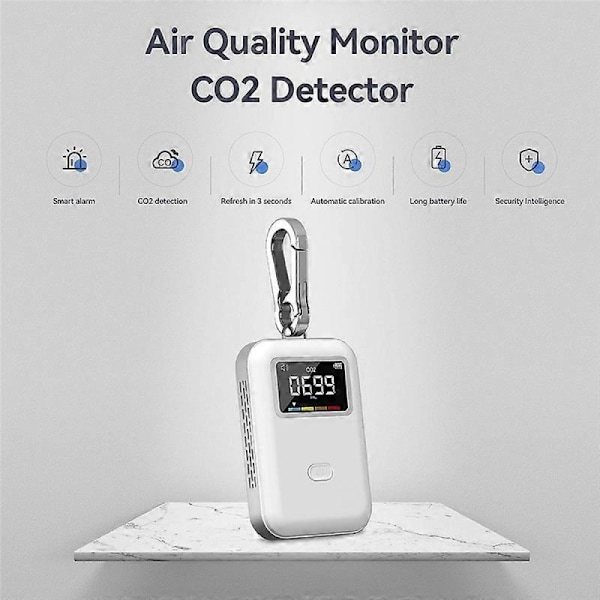 Mini CO2-detektor, luftkvalitetsmätare, infraröd CO2-mätare för resor, hem, inomhus, du kan använda den var som helst