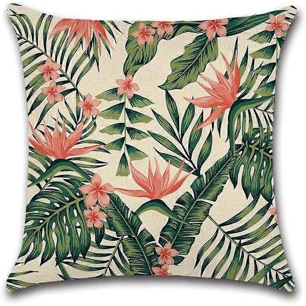 Suneast Tropiska Gröna Blad Kuddfodral Växt Blomma Palmblad Dekorativt Prydnadskudde Fodral Fyrkantigt Örngott för Hem Soffa Säng Vardagsrum Style 28