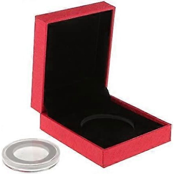 Tenlacum Elegant Enkel Mynthållare Display för 38MM Minnesmynt Presentförpackning Röd