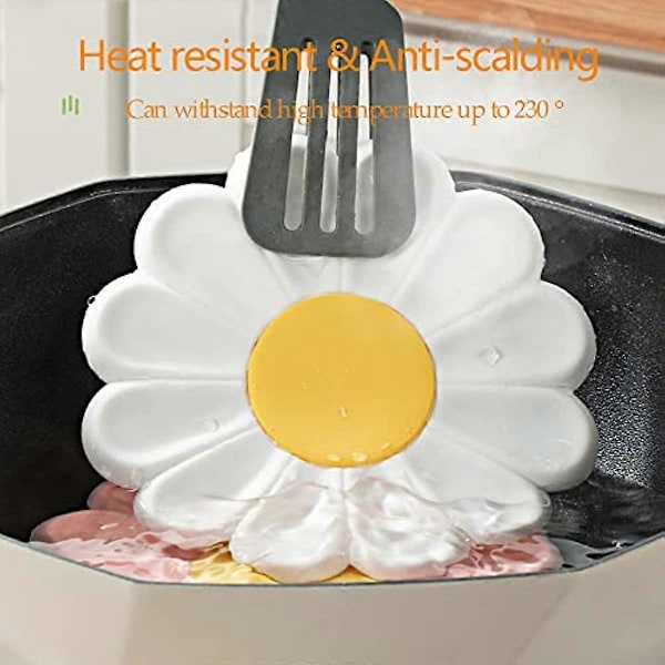 Kaxich 4-pack Silikon Grytunderlägg Värmebeständiga Daisy Grytunderlägg Halkfria Värmeunderlägg Dryckesunderlägg för Varma Rätter Tallrikar Kaffemuggar Koppar Bordskiva Skydd
