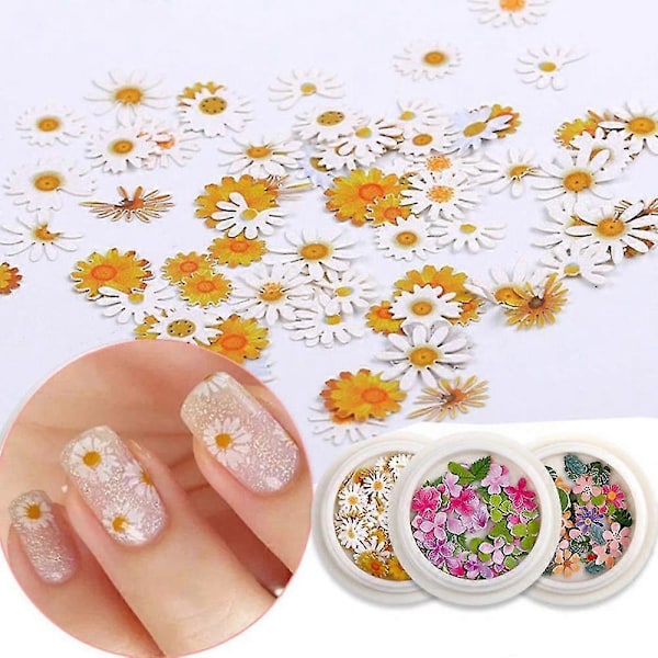 3D Blomster Stickers, 450st Holografisk Simulering Blomblad Glitter Paljetter Akryl Pailletter, Glittrande Glitter För Konstdekoration