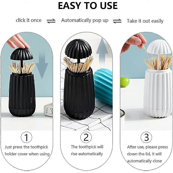 Betterlifefg-2st Tandpetarhållare, automatisk tandpetardispenser i plast, portabel tandpetarhållare i plast, tandpetarbox, pop-up tandpetarbehållare
