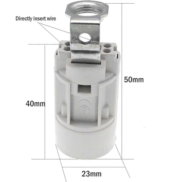 E14 Flamljuskronesockel, Termoplast, Grå, Ses 52mm Hög, 1/8 Ips Gänga 6-pack