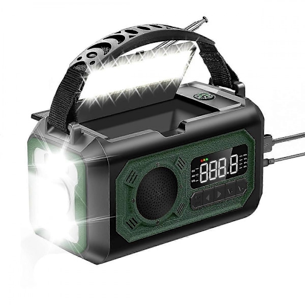 12000MAh Nödradio med Vev, Solcellsdriven Radio, Portabel AM/FM/ Radio med Ficklampa