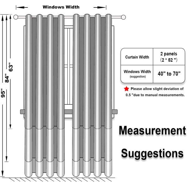 Mörkläggningsgardiner 2 paneler, långa kompletta draperier för vardagsrum