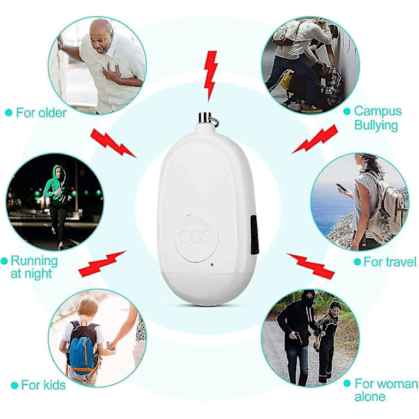 Safesound 2 st Personligt Larmsiren, 130db USB Uppladdningsbara Nödanordningar Med LED-ficklampa