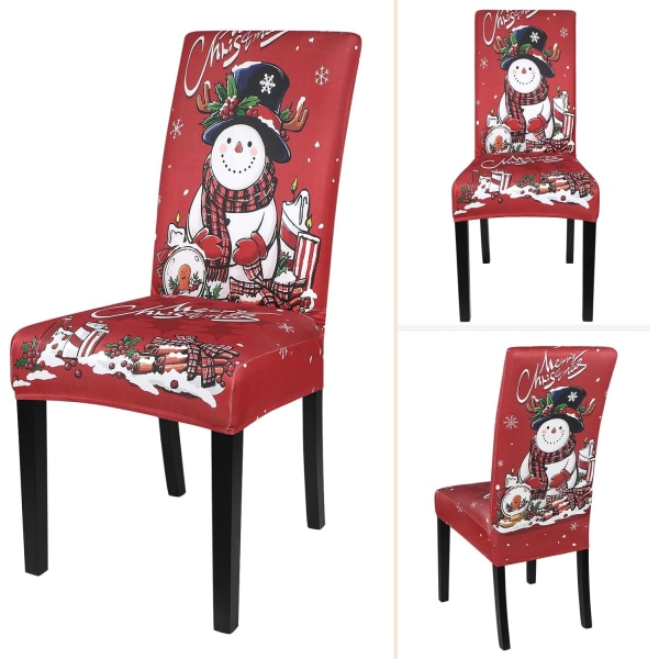 Julmatsalsstolsöverdrag Set om 4, Stretch Xmas Parsons Chair Sl Christmas Snowman 4 Pack