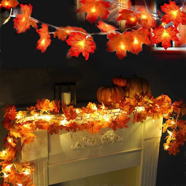 Rpporm Lönnlöv Slinga Ljus Halloween Dekorationer Lönnlöv Pumpa Slinga Ljus Höstdekor Batteridriven Party Fairy Ljus för Inomhus Utomhus B-05 One Size