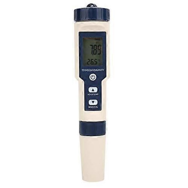 5 i 1 Multifunktionell PH/Salthalt/Temp/TDS/EC-mätare Portabel Digital Vattenkvalitetstestare Dricksvatten Akvarium Hydroponik Detektor