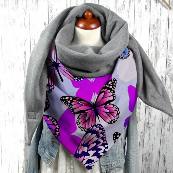 Dam fjärilstryckt scarf mode mångsidig sjal scarf