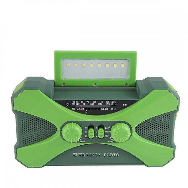10000MAh Nödradio, Solcellshandvev med Laddare, LED Grön
