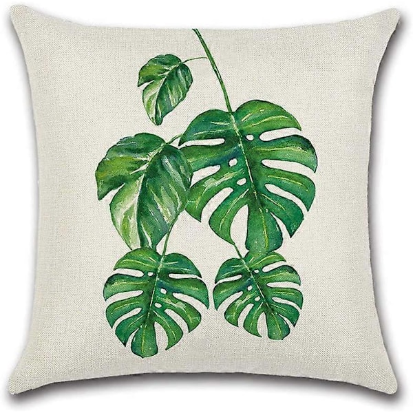Suneast Tropiska Gröna Blad Kuddfodral Växt Blomma Palmblad Dekorativt Prydnadskudde Fodral Fyrkantigt Örngott för Hem Soffa Säng Vardagsrum Style 23