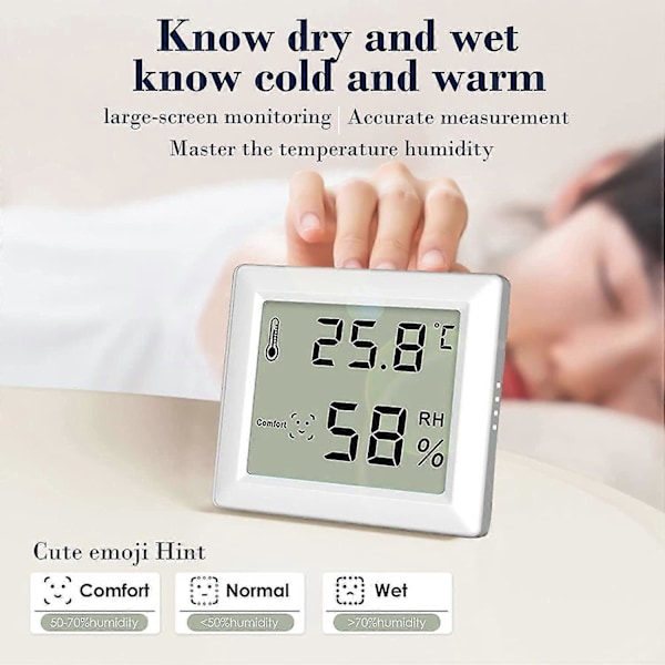 3-pack Termo-hygrometer, Ultratunn Termometer och Hygrometer, Digital Hygrometer, Inomhus Termometer för Vertikal eller Väggmontering
