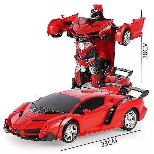 Transformer Robot RC Bil Leksak Med Ljus För Barn Present 2.4ghz Fjärrkontroll Billeksaker Enknapps Deformation/YY Red