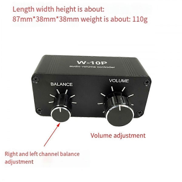 3,5 mm RCA Portabel Volymkontroll Förförstärkare W-10P Stereo Dubbelkanal Stereo Audio Mini Bal