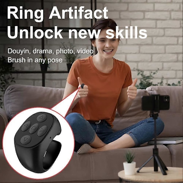 Baise Bluetooth Fjärrkontroll Ring, Mobiltelefon Självutlösare Kort Video Fjärrkontroll