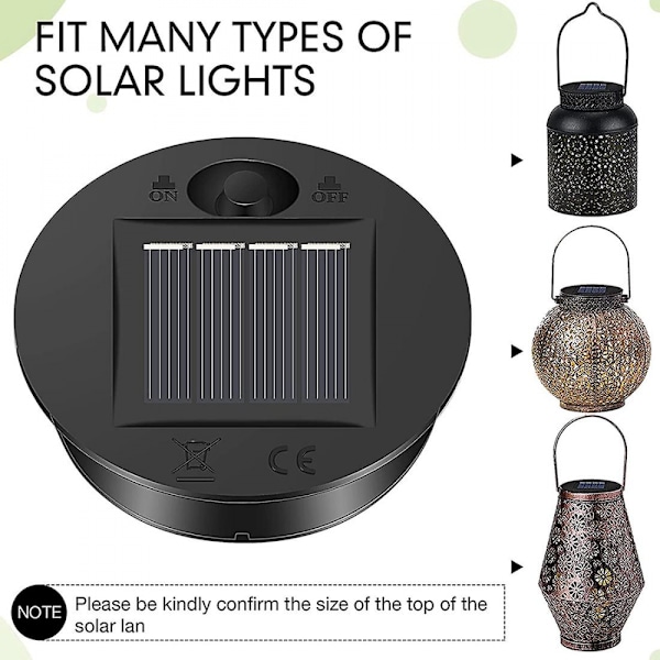 6 st Solar Lights Ersättningstopp 7 Solar Lantern Delar LED Solpanel Lykta Lock Lampor för Ute