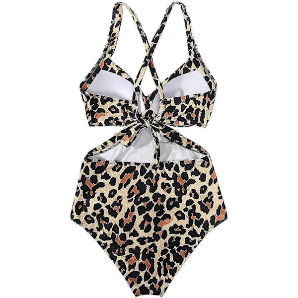 Kvinnor främre kors urklippt baddräkt i ett stycke magkontroll badkläder tankini monokini strandkläder Khaki XXL