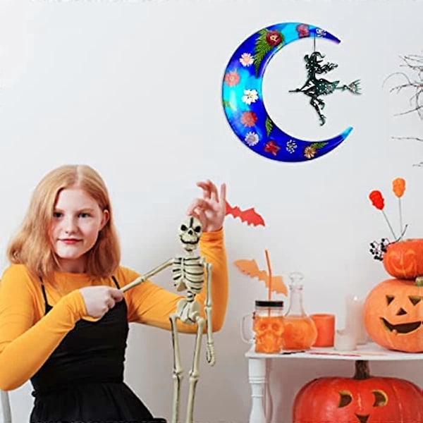 Merrwon Halloween Silikonformar Häxor Måne Epoxiharts DIY Hantverk Tillverkning Hänge Harts Gjutformar Kit för Halloween Dekoration Moon