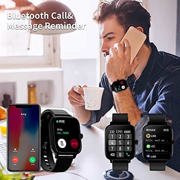 Smartklocka Luoba 169 Full Touch SvaraRing Android Smartwatch för Kvinnor Män Fitness Tracker med Pulsmätare Sömnmonitor Kaloriräknare Stegräknare silver