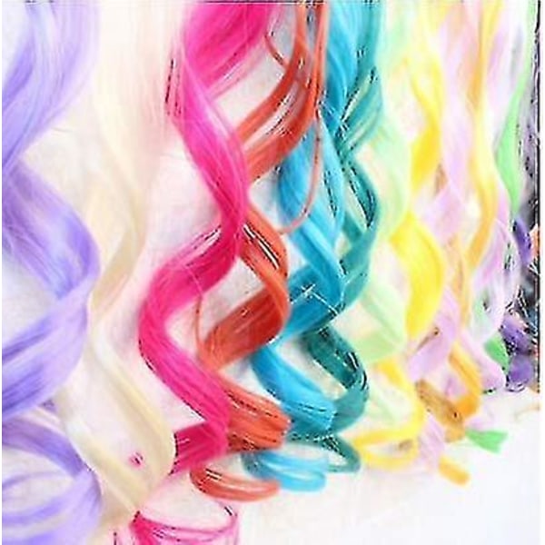 Färgat vågigt hårförlängning Rainbow Lockigt hårstycke Flerfärgad