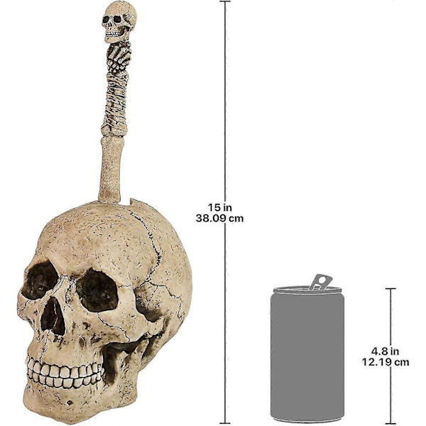 Skelett Gotisk Toalettborste Set, 38cm, Polyresin, Full Färgpalett
