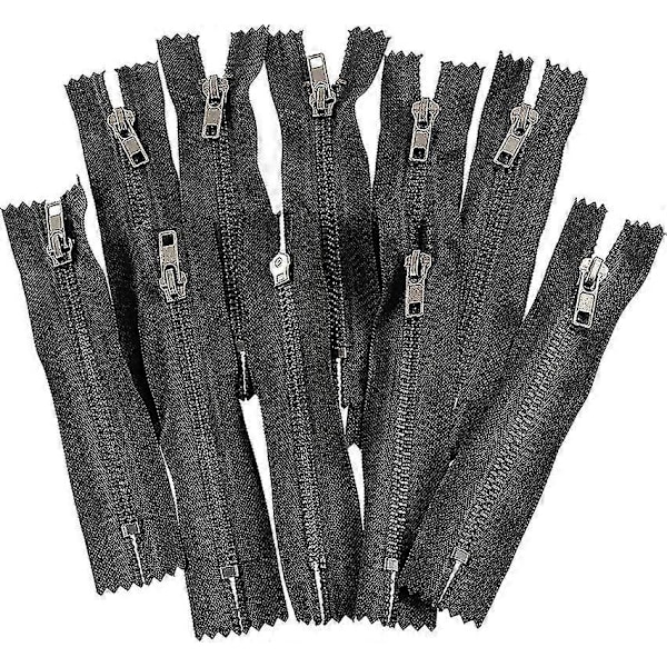 C61493 - Paket med 10 Dragkedjor/blixtlås N4 Icke-separerbara 10 cm I Metall Med Enkel