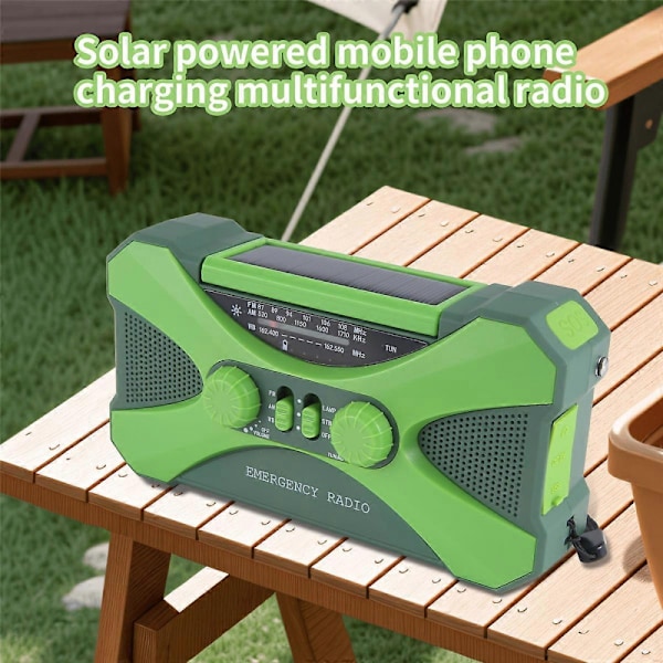 10000MAh Nödradio, Solcellshandvev med Laddare, LED Grön