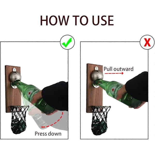 Magnetisk Ölflasköppnare, Retro Väggmonterad Flasköppnare Med Kapsylfångare Basketboll