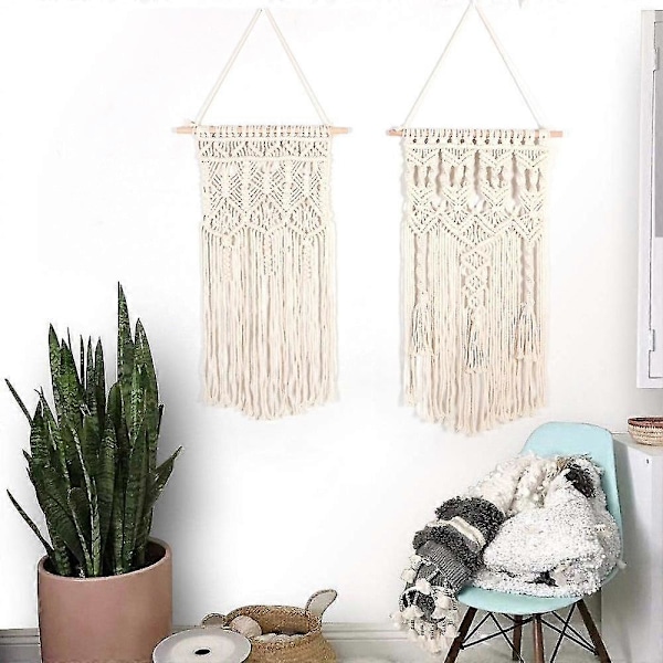 Makramé Vävd Väggbonad Boho Chic Bohemisk Hem Geometrisk Konst Dekor - Vacker Lägenhet Sovsal Rum Dekoration, 75cm (l) X 35cm (b)