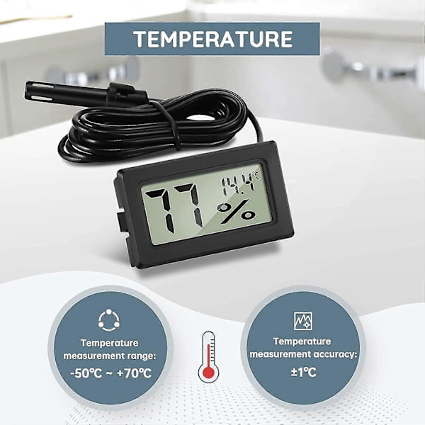 3 st Digital Termometer Hygrometer Mini Sond Termometer Temperatur Hygrometer Reptil Inkubator Fjäderfä Kontor Vardagsrum