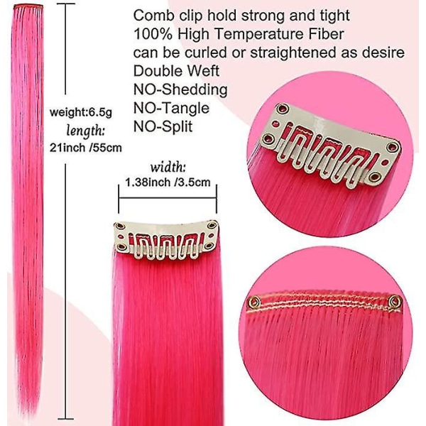 Hårbitar för tjejer Princess Party Highlight färgat hår Rosa lila 21'' 8st