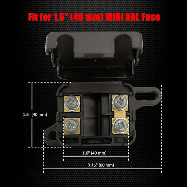 Mini ANL Säkringshållare, 2-vägs Inline MANL Säkringsbox för Bilstereo Förstärkare Inverter MANL Säkring och Mer