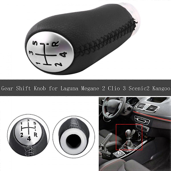 5-växlad Växelspaksknopp Läderhuvud för Renault Laguna Megane 2 Clio 3 2003-2009 Scenic2 Kangoo Bil