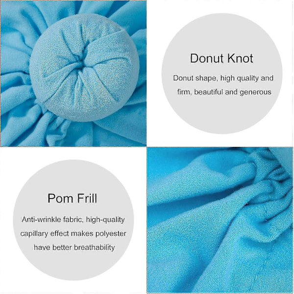 Turban Baby Pannband, Nyfödd Knuthuva, Sjukhusmössa för 3-24 Månader, Spädbarn Flickor Pojkar Mjukt Bomulls Elastiskt Pannband (5-pack), flerfärgad, m