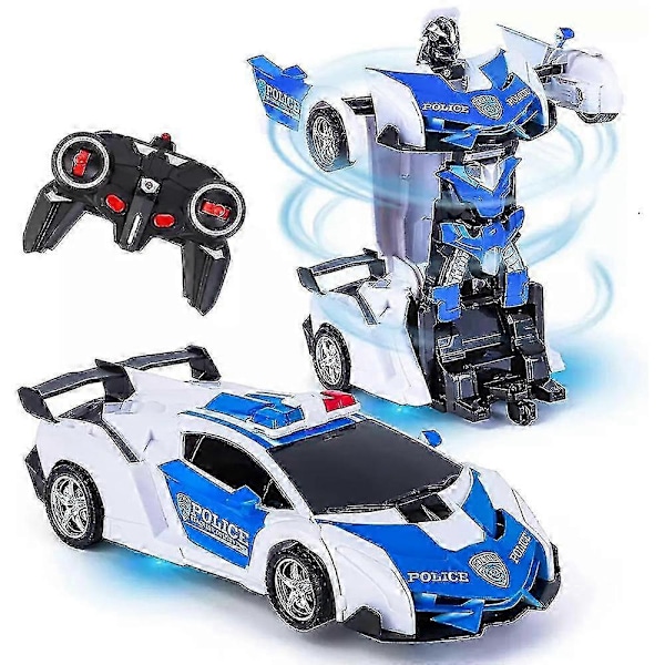 Transformer Robot RC Bil Leksak Med Ljus För Barn Present 2.4ghz Fjärrkontroll Billeksaker Enknapps Deformation/YY Police Car