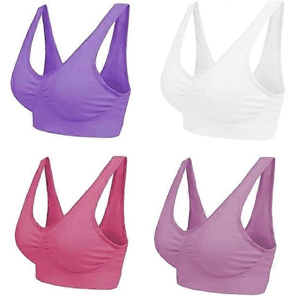 Bekväm BH för damer, Klassisk dam-bystier, Push Up och utan bygel, 1-pack, 4-pack Multicolor 2XL