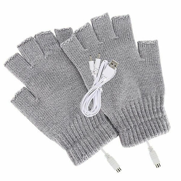 Handskar Elektriska USB Thermal Värmehandskar Hel/Halvfinger Grå