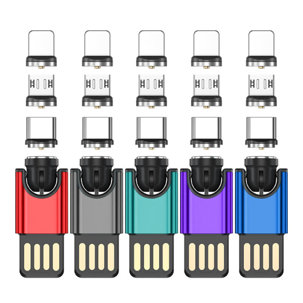 Magnetisk USB laddningskabel Micro Lighting Typ C 3in1 Svart
