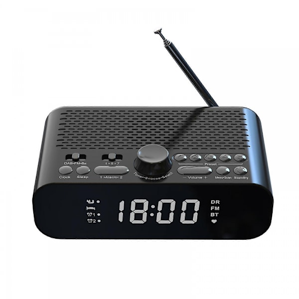 DAB-A5 LED-Display Sängbords DAB/FM Klockradio med Bluetooth-Högtalare, EU Version