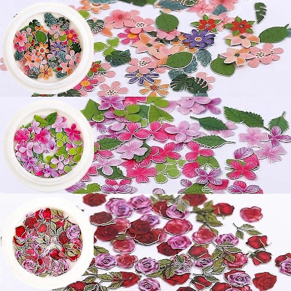 3D Blomster Stickers, 450st Holografisk Simulering Blomblad Glitter Paljetter Akryl Pailletter, Glittrande Glitter För Konstdekoration