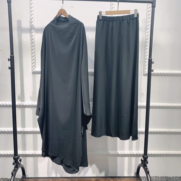 Muslimsk enfärgad lös tvådelad bönklänning cover