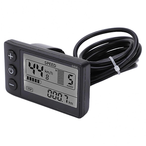 S866 Elektrisk Cykel Display LCD Mätare 24V 36V 48V Elektrisk Scooter Kontrollpanel med SM-kontakt