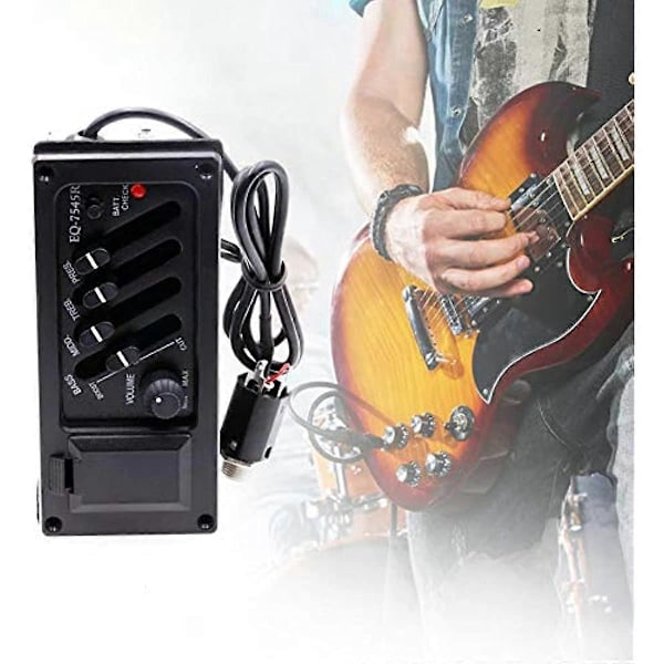4-bands Gitarrmick EQ-7545R Gitarförförstärkare Equalizer Stöd BASS MIDD TREB PRES och Lämplig för Klassiska Akustiska Folkgitarrer Spelande Tillbehör