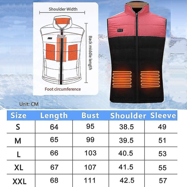 Eluppvärmd väst Thermal Gilet Vinterväst varmjacka XXL