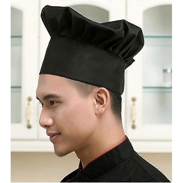 Set med 3 st. kockmössor för vuxna, justerbar elastisk bakarmössa för kök, matlagning, kockmössa, 3 delar black