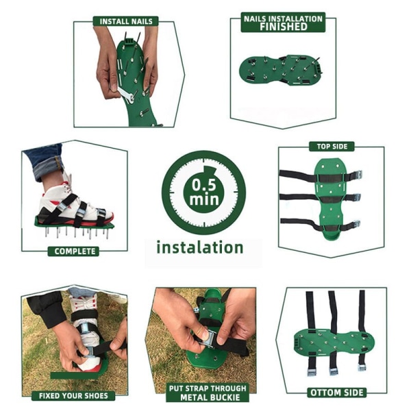 Trädgård Lawn Aerator Skor Sandal Spike Luftning Par gröna Gr